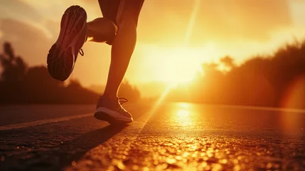 Foto op Plexiglas silhouette of a person jogging at sunset © sam richter