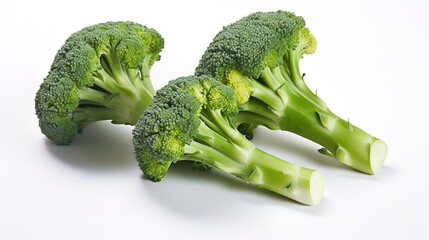 Green Broccoli in photo on white Background. generative AI