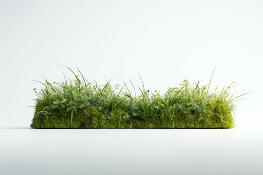 a grass covered area close to a white background
