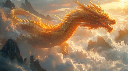 Golden Dragon in the Sky: A Celestial Celebration of the Lunar New Year Generative AI