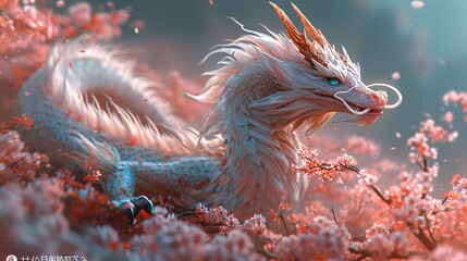 Pink Flower Dragon: A Magical Creature for the Month of Love Generative AI