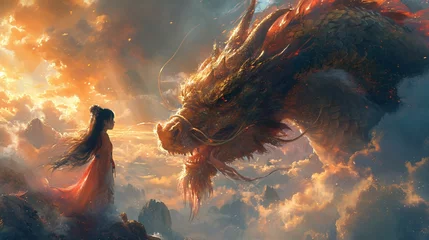 Fotobehang Dragon's Den: A Fantasy Adventure Generative AI © Aryan