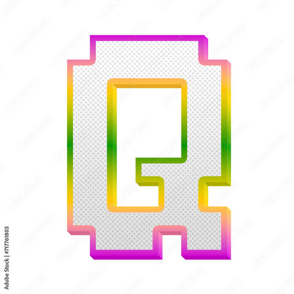 Poster gaming pop alphabet letters from a to z, isolated on transparent background, uppercase. this is a pa