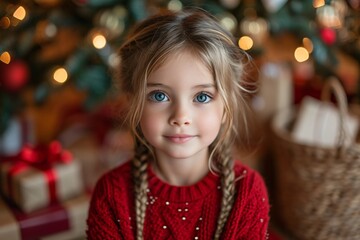 Holiday Hair: A Little Girl's Braided Pigtails Generative AI