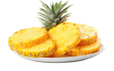 Sweet Pineapple Slices on Transparent Background