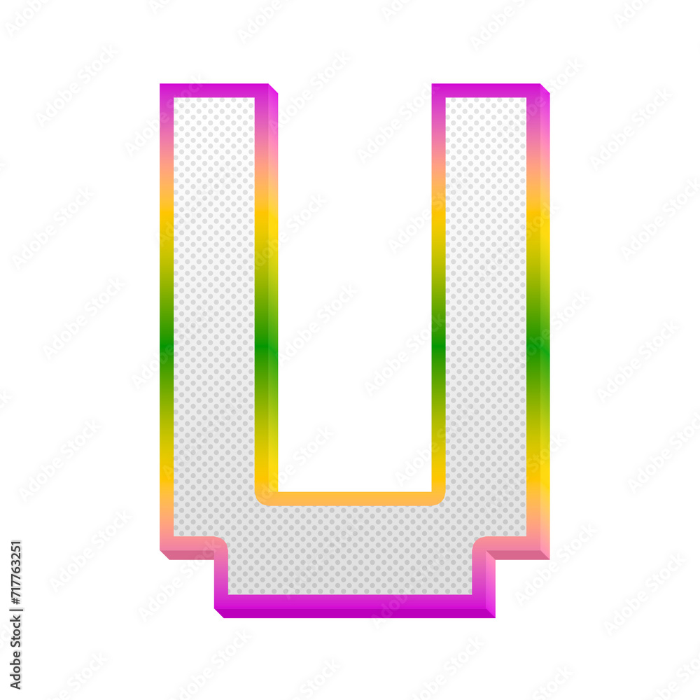 Poster gaming pop alphabet letters from a to z, isolated on transparent background, uppercase. this is a pa