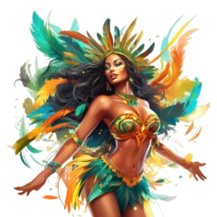 Photo sur Plexiglas Carnaval Brazilian carnival - dancer woman at brazilian carnival for celebration,  Generative ai