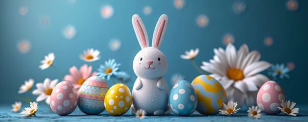 Bunny-themed Easter Eggs: A Cute and Colorful Easter Celebration Generative AI