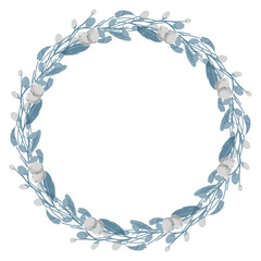 Decorative Easter wreath with willow branches, feathers and Easter eggs. Decor for Easter cards, posters and banners.