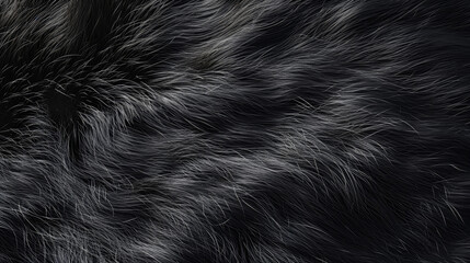 long black natural fur close-up, texture