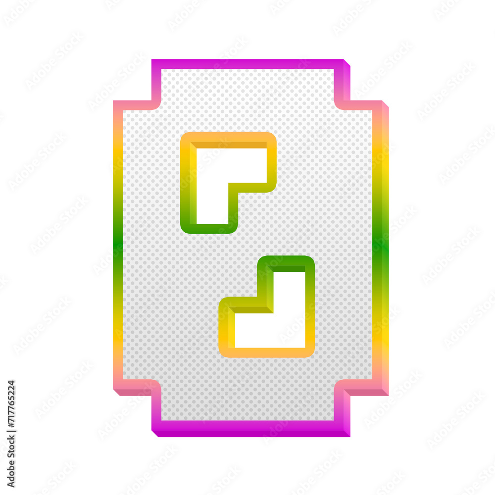 Poster gaming pop number 0 zero isolated on transparent background. this is a part of a set which also incl