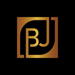 BJ Logo Design Template Vector With Square Background.