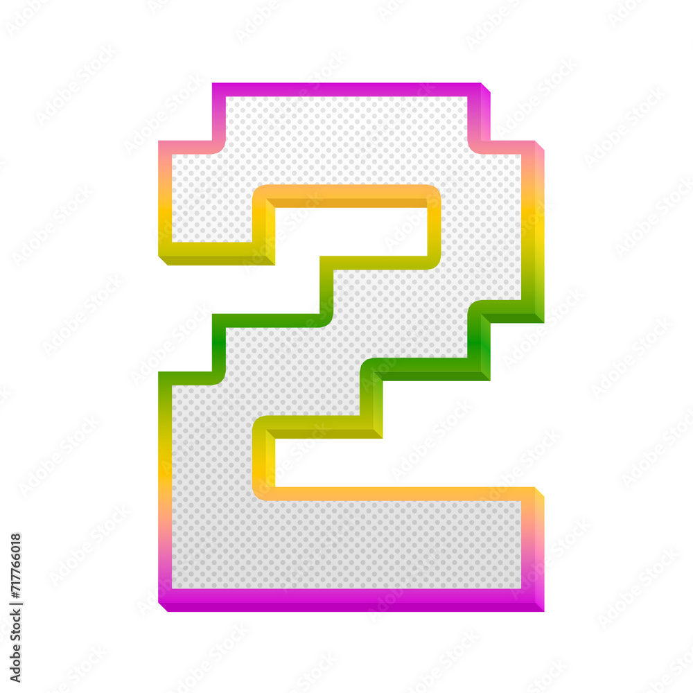 Poster gaming pop number 2 two isolated on transparent background. this is a part of a set which also inclu