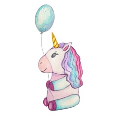 Hand drawn unicorn , watercolor illustration