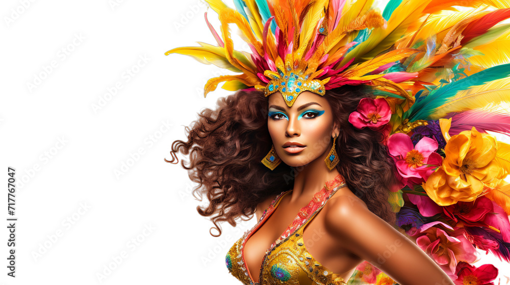 Wall mural brazilian carnival - dancer woman at brazilian carnival for celebration, generative ai