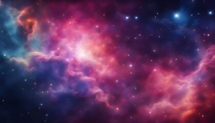 Colorful Galaxy Clouds Nebula Background: Space and Cosmos Concept with Supernova, Night Stars - Wallpaper