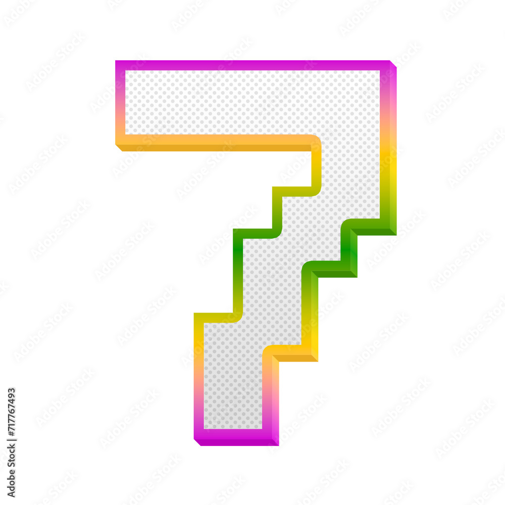 Poster gaming pop number 7 seven isolated on transparent background. this is a part of a set which also inc
