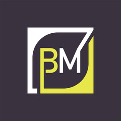 BM Logo Design Template Vector With Square Background.