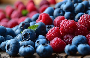 blueberries and raspberries on the market