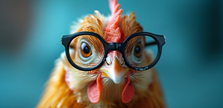 Chicken Wearing Glasses and a Beanie: A Cool and Trendy Image for Your Collection Generative AI