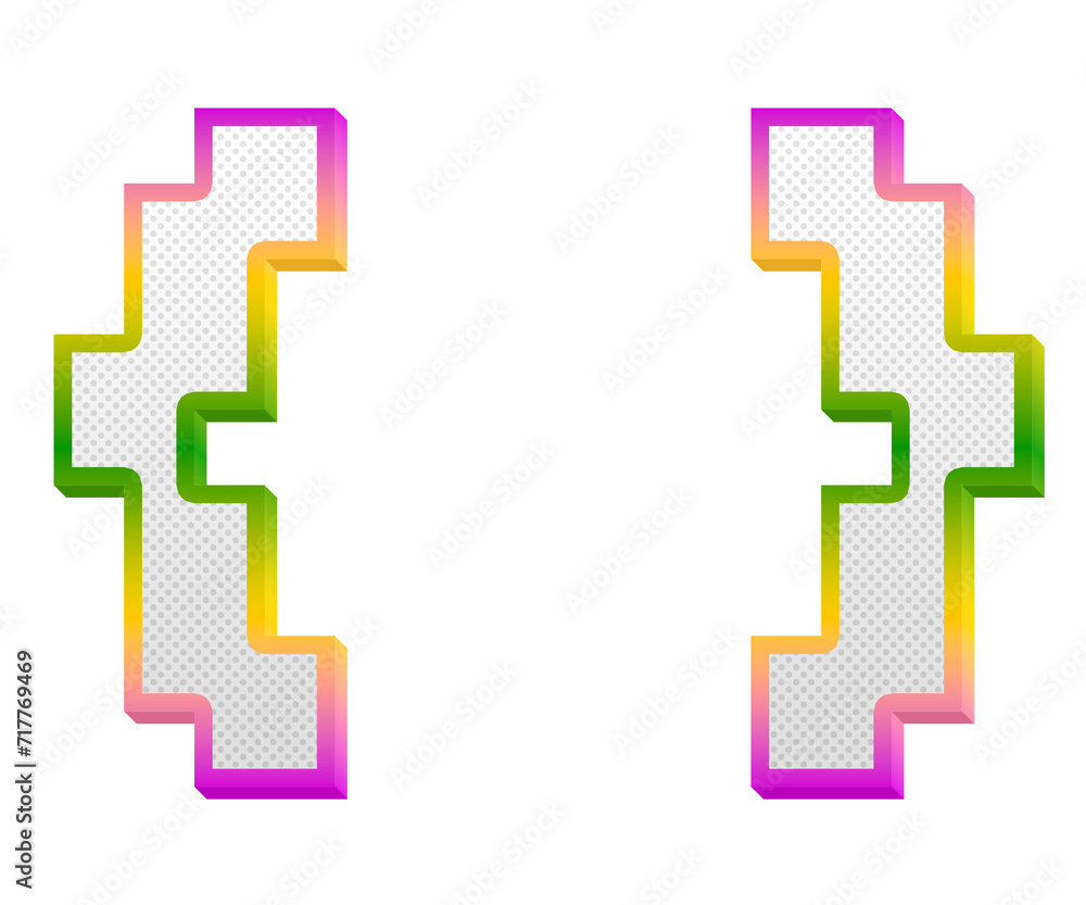 Poster curly brackets gaming pop symbol isolated on transparent background. this is a part of a set which a