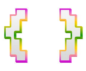Obraz premium Curly brackets gaming pop symbol isolated on transparent background. This is a part of a set which also includes alphabet letters and numbers