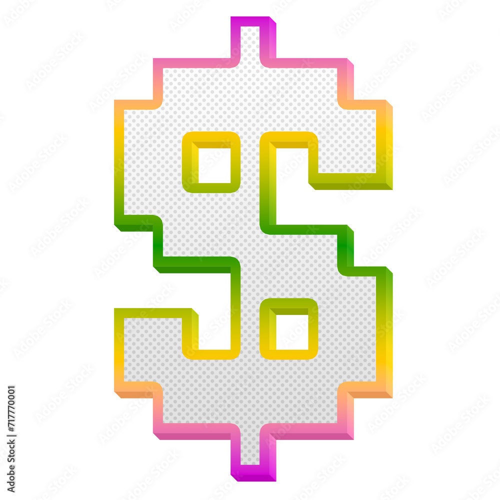 Poster dollar sign $ gaming pop symbol isolated on transparent background. this is a part of a set which al