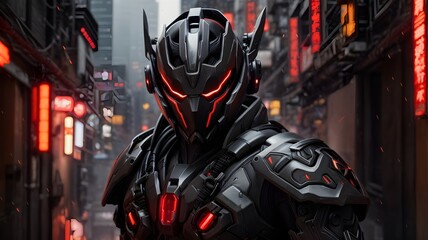 Fototapeta premium fighting robot in the street movie scene