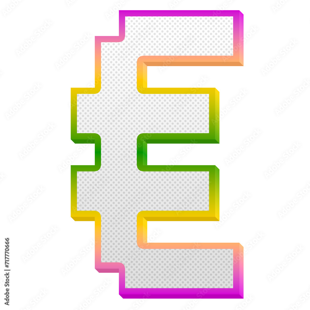Fototapete euro € gaming pop currency symbol isolated on transparent background. this is a part of a set which 