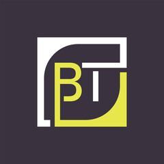 BT Logo Design Template Vector With Square Background.