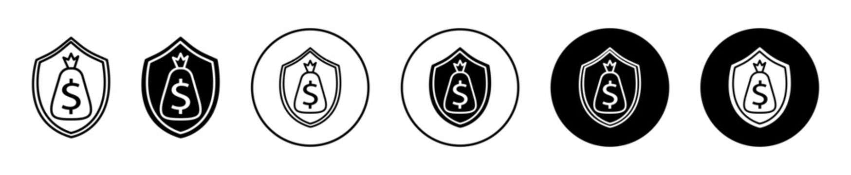 Money Insurance Outline Line Icon Set Sign For Web App