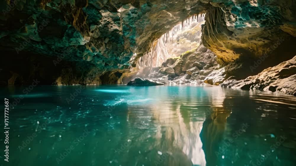 Poster the steady drip of water echoing through the cave, creating a calming soundtrack for meditation.