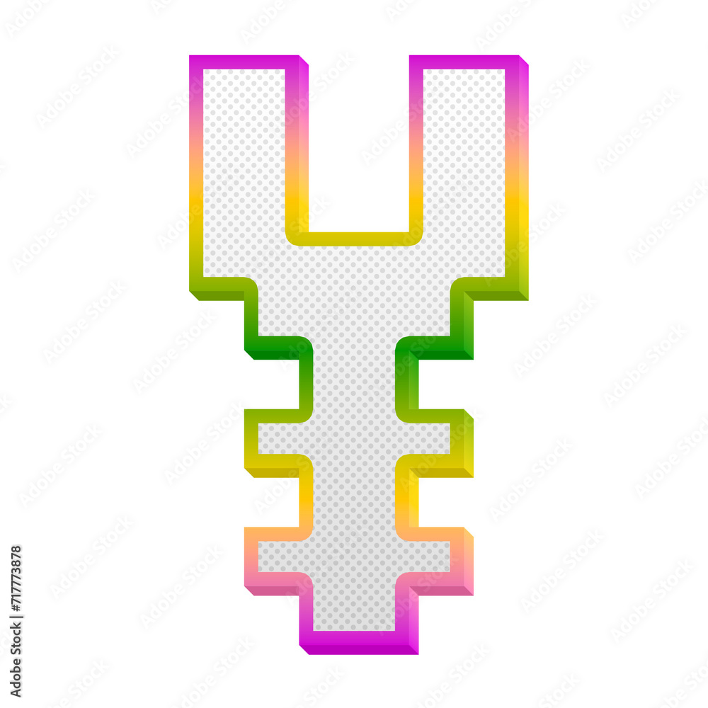Fototapete yen ¥ gaming pop currency symbol isolated on transparent background. this is a part of a set which a