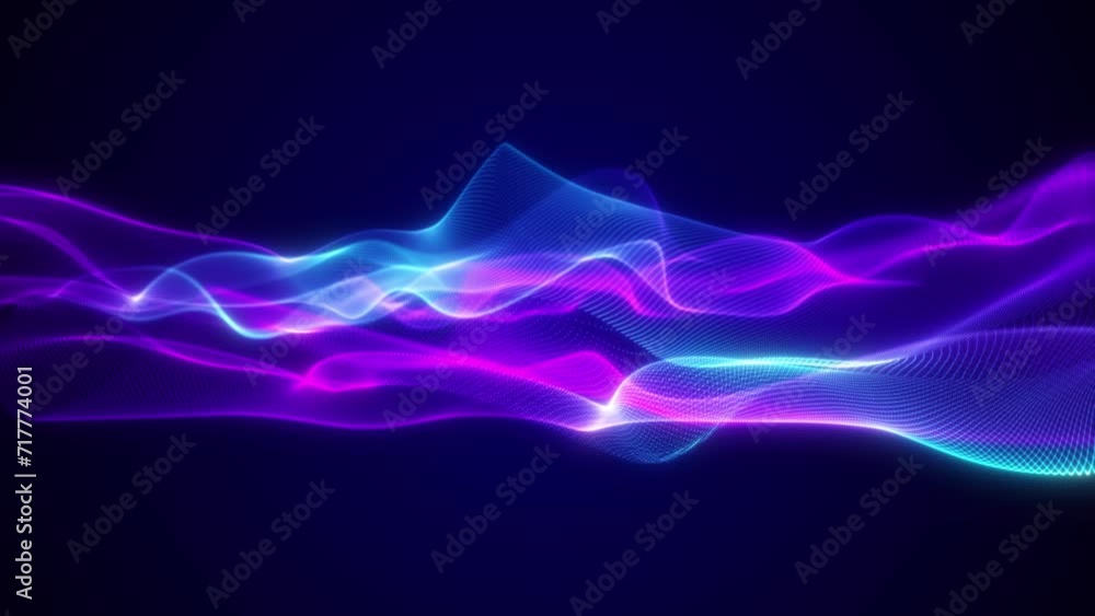 Poster colorful abstract wave: futuristic digital background with dynamic flow and glowing particles