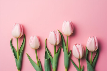 Tulip flowers on peach background