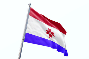 Mordovia flag waving isolated on white background
