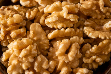 Close view of natural shelled walnuts