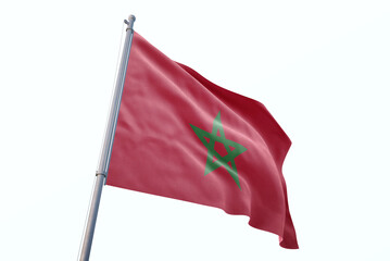Morocco flag waving isolated on white background