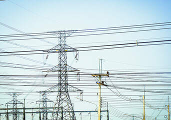high-voltage electric poles, energy industry and safety