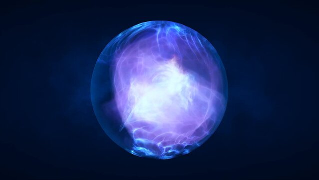 Blue translucent glass energy futuristic magic round ball liquid plasma sphere. Abstract background. Video in high quality 4k, motion design