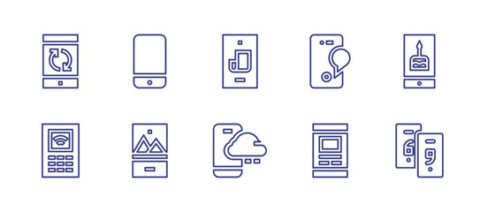 Smartphone line icon set. Editable stroke. Vector illustration. Containing mobile, smartphone, mobile phone, smartphones.