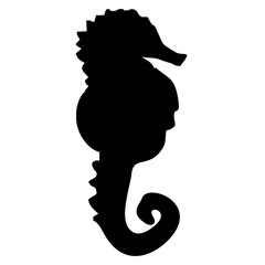 black seahorse silhouette in the sea