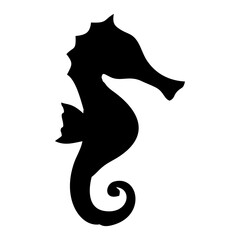 black seahorse silhouette in the sea