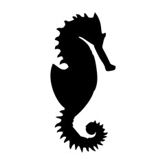 black seahorse silhouette in the sea