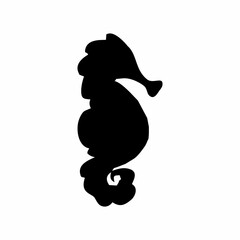 black seahorse silhouette in the sea
