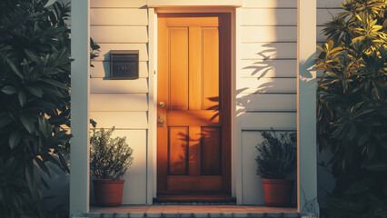 Sunlit Serenity: A Cozy House with a Welcoming Front Door