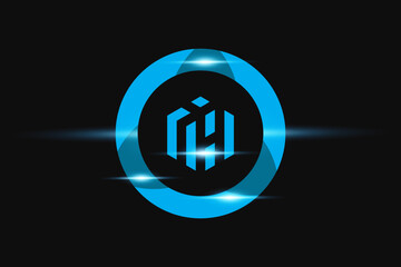 IH Blue logo Design. Vector logo design for business.