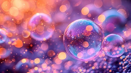 Obraz na płótnie Canvas Bubble-licious: A Purple Bubble in a Blur of Light Generative AI