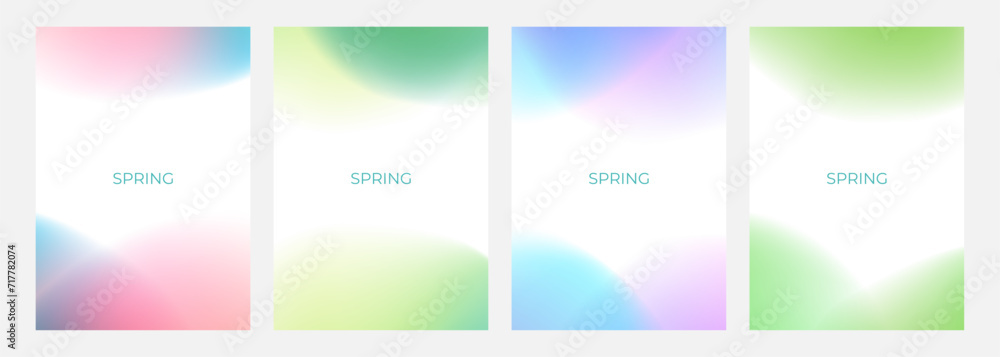 Poster set of light blurred spring theme color backgrounds for creative springtime graphic design. vector i