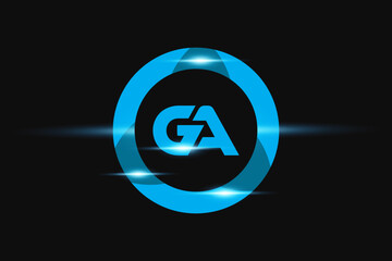 GA Blue logo Design. Vector logo design for business.
